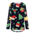thumbnail image 4 of Chemises pour Femmes, Imprimé Décontracté de Noël, Manches Longues, Col Rond, Blouses d'Été en Solde, 4 of 5