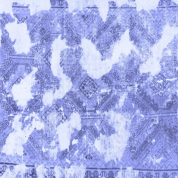 Ahgly Company Machine Washable Indoor Square Abstract Blue Modern Area Rugs, 3' Square