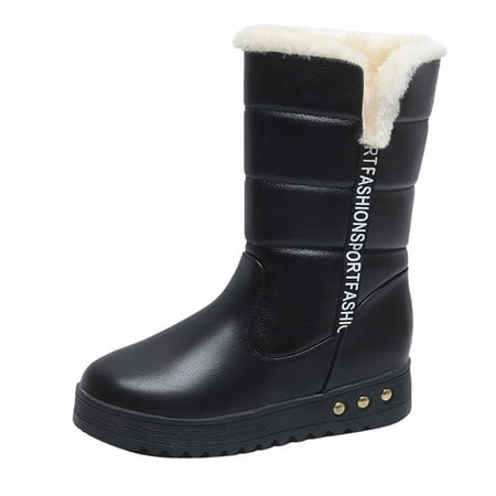 

HSMQHJWE Women S Snow And Rain Boots Snow Boots Woman Fashion Winter Women Snow Boots Flat Bottom Non Slip Round Toe Solid Color Zipper Short Plush Warm And Comfortable Winter Home Boots Women