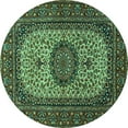 thumbnail image 1 of Ahgly Company Machine Washable Indoor Round Medallion Turquoise Blue Traditional Area Rugs, 3' Round, 1 of 4