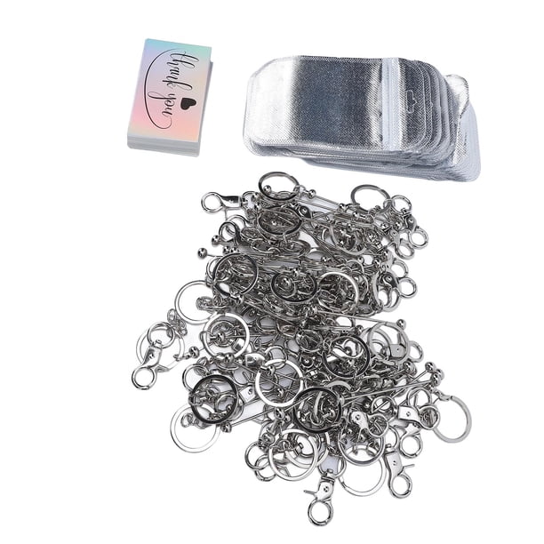 Barra De Llavero Con Cuentas Y Kit De Tarjetas, Barra De Llavero Con Cuentas Plateada, Versátil Y Resistente Para Llaves