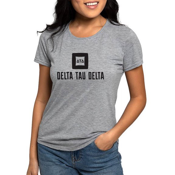 CafePress - Delta Tau Delta Black Stacked Signature T Shirt - Womens Tri-blend T-Shirt