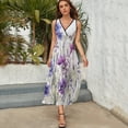 thumbnail image 3 of Purple Flowers Wildflowers Dress Fashion Boho Beach Long Dresses Female Party Printed Maxi Dress, 3 of 9
