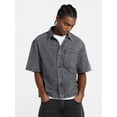 thumbnail image 2 of No Boundaries Denim Boxy Fit Shirt with Short Sleeves, Men's XS-4XLT, 2 of 6