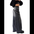 thumbnail image 2 of Pantalones Vaqueros de Pierna para Mujer, Desgastados, de Cintura Media, Estilo Vintage Y2K. Negro XL, 2 of 7
