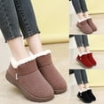 thumbnail image 2 of Womens Snow Boots Casual Woven Warm Furry Lined Slip on Winter Ankle Booties Platform Nonslip Cold Weather Outdoor Walking Shoes Red Size 7, 2 of 8