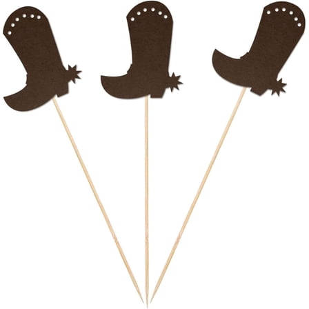 Brown Cowboy Centerpiece Sticks, 12-Pack Table Topper Double-Sided Birthday Baby Shower Party Decorations