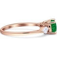 thumbnail image 6 of Three Stone Ring Kite Shape Green Emerald Cubic Zirconia Rose Tone 925 Sterling Silver, Size 6, 6 of 7