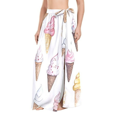 FORMRS Beach Sarong for Women Semi-Sheer Wrap Skirt Swimsuit Cover Up  Ice Cream Pattern