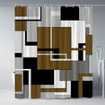thumbnail image 2 of Brown Shower Curtain Black White Gray Geometric Abstract Mid Century Modern Minimalist Fashion Home Fabric Bathroom Decor Set Include Hooks 72Wx72H Inch, 2 of 6