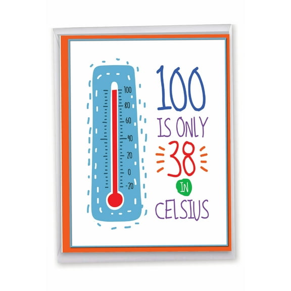 NobleWorks Jumbo Funny 100th Milestone Birthday Greeting Card 8.5 x 11 Inch with Envelope (1 Pack) Large Jumbo 100 In Celcius J9353MBG