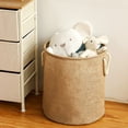 thumbnail image 3 of Cozeii Small Cotton Linen Laundry Basket, Portable Foldable Dirty Clothes Hamper with Soft Edges, Farmhouse Storage Bin for Multi-Room Organization, 3 of 4