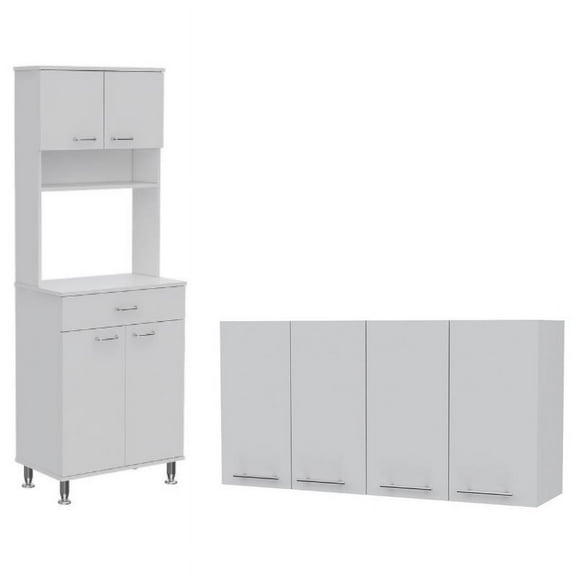 Home Square 2-Piece Set with 120 Wall Cabinet and Kitchen Pantry in White
