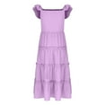 thumbnail image 4 of Mgmyaa Girl's Summer Dresses Ruffle Sleeve Tiered Swing Midi Casual A-Line Twirly School Sundress Size 3-13 Years, 4 of 6