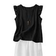 thumbnail image 7 of CFMIURAN Women's Linen Blend Sleeveless Tank Tops Ruffle Flutter Sleeve Round Neck Textured Fabric Loose Relaxed Fit Summer Casual Daily Solid Color Blouses(Black, M), 7 of 7