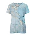 thumbnail image 4 of USSUMA Womens Blouses and Tops Dressy Womens Summer Casual Tops Trendy Marble Print Shirts V Neck Short Sleeve T-Shirts Dressy Blouse Comfy Soft Tees, 4 of 5