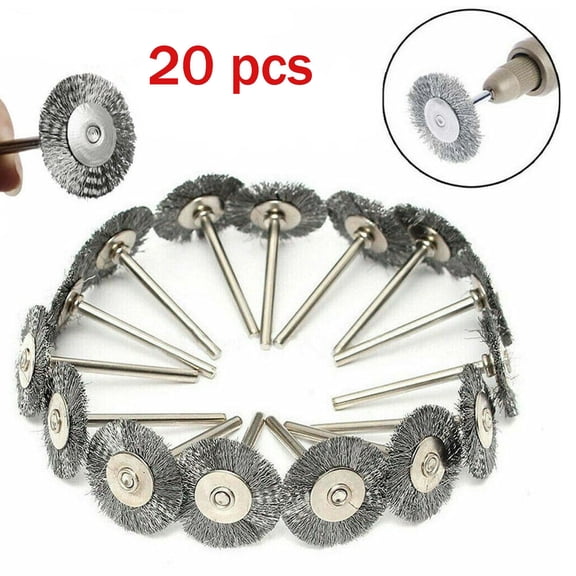 Luxtrada 20pc Stainless Steel Wire Brush Fit Dremel Rotary Tool Die Grinder Removal Wheel