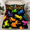 thumbnail image 2 of Colorful Frog Bed Sheets Twin Cartoon Frogs Sheet Set Tropical Animal Bedding Sheets Animal Room Decor,Wildlife Lightweight 1 Fitted Sheet 1 Flat Sheet 1 Pillow Case, 2 of 6