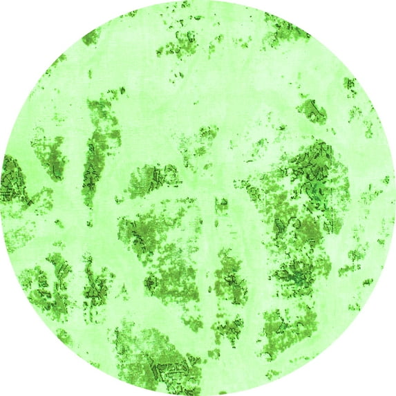 Ahgly Company Indoor Round Abstract Green Modern Area Rugs, 8' Round