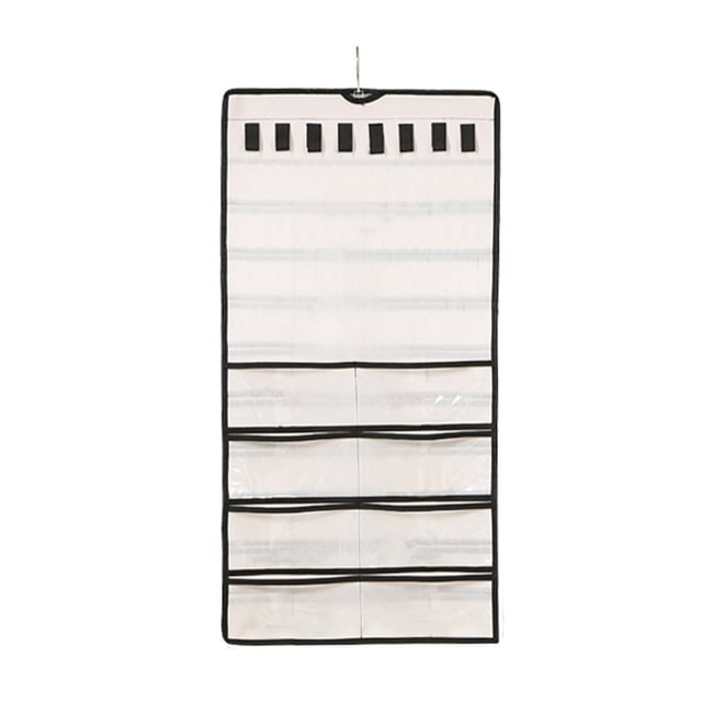 Organisateur Suspendu pour Bijoux avec 48 Pochettes Transparentes et 8 Crochets pour Colliers pour Rangement Mural Ou de Porte de Garde-Robe Rouleau de Voyage