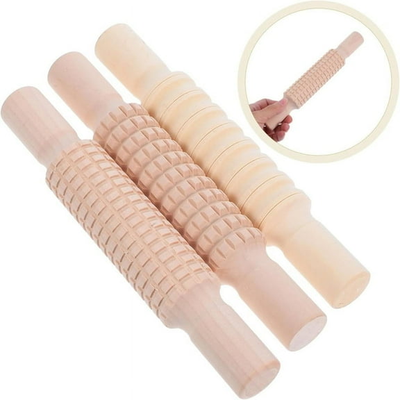 3Pcs Pottery Texture Rollers Clay and Dough Rolling Tools for Home and School Craft Classes