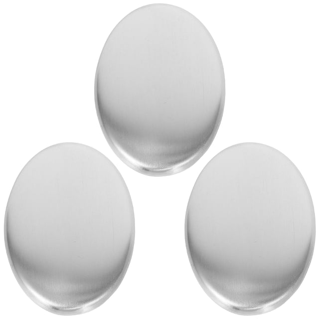 3 barras de jabón desodorizantes de acero inoxidable, absorben y eliminan olores, dispositivos para lavarse las manos en la cocina (plateados).