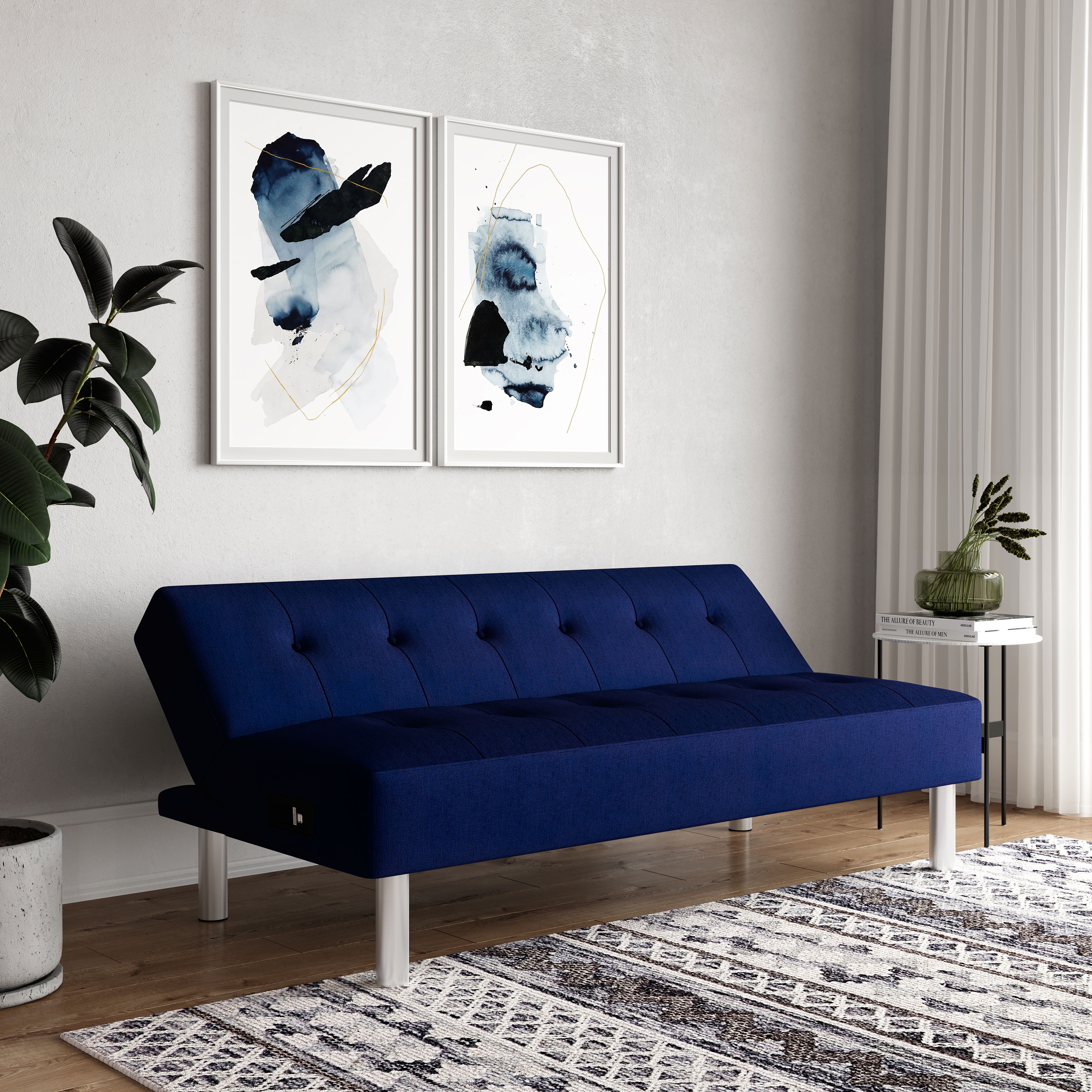 Serta Canon Futon with Power Charcoal Gray Fabric Walmart