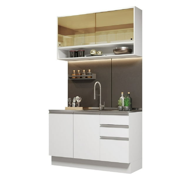 Cocina Integral Madesa Glamy Sin Tarja 120 Cm Blanco 02 Madesa Glamy