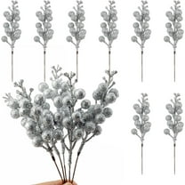 20 Pcs Artificial Silver Berry Stems, 9 Inch Glitter Christmas Tree Picks,Silver Berries Branches for Christmas Tree Ornaments,DIY Xmas Wreath, Holiday and Home Decoration,Christmas Ornaments