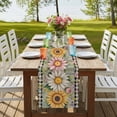 thumbnail image 4 of Table Runners 70 Inches Long Dress Scarves, Vintage Daisy Floral Farmhouse Coffee/Dining/Kitchen Table Decor, Holiday Table Runner, Spring Flowers Botanical Leaves Checkered Wooden 13x70 Inch, 4 of 9