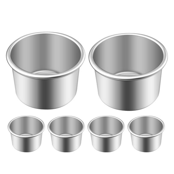 6pcs Mini Cake Pan Aluminum Alloy Round Cake Pan With Removable Bottom Cake Bake Molds
