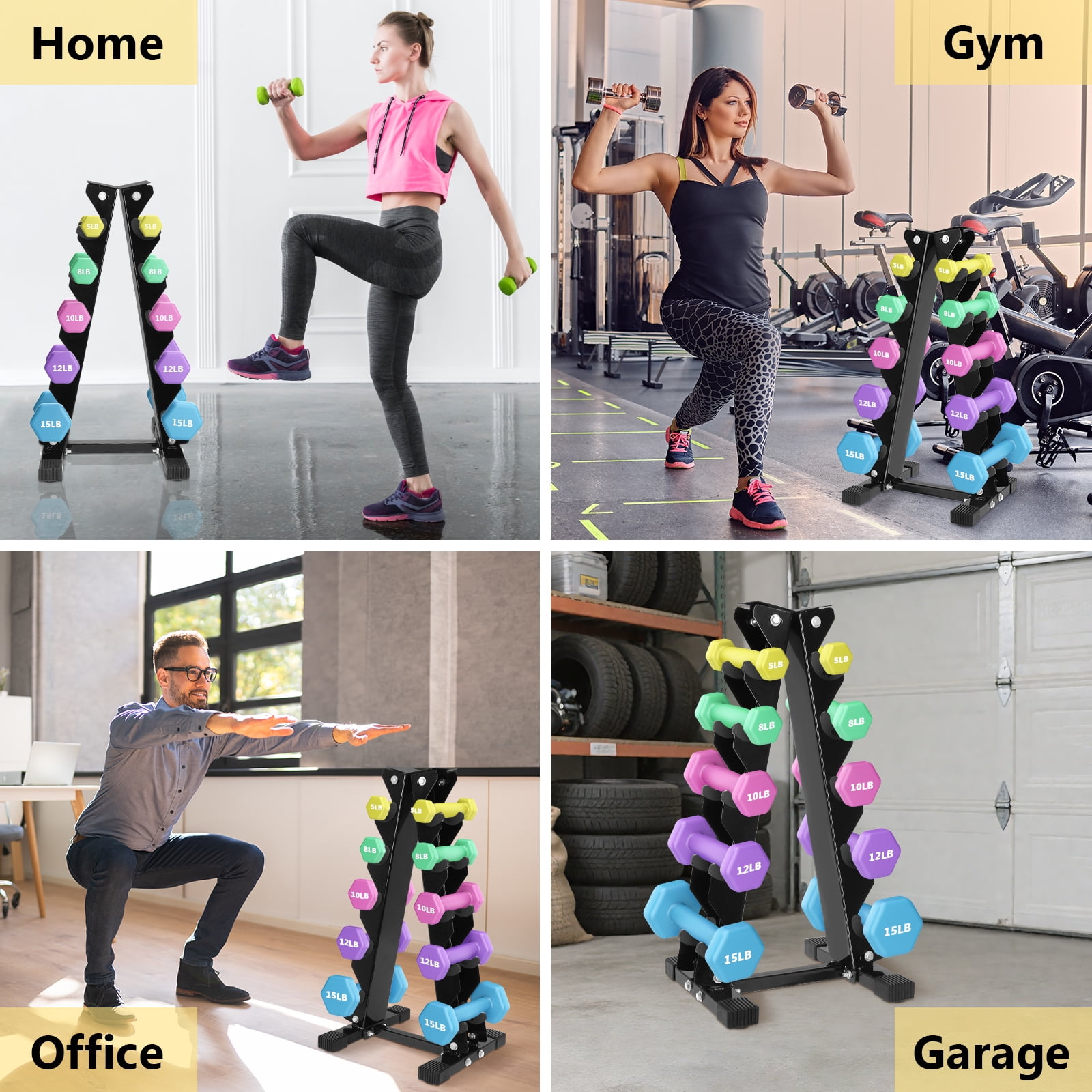 Troxlin Dumbbell Rack 5-Tier – Heavy-Duty Weight Storage Stand for Home Gym, Padded Slots & Black Steel Frame (Dumbbells Not Included)