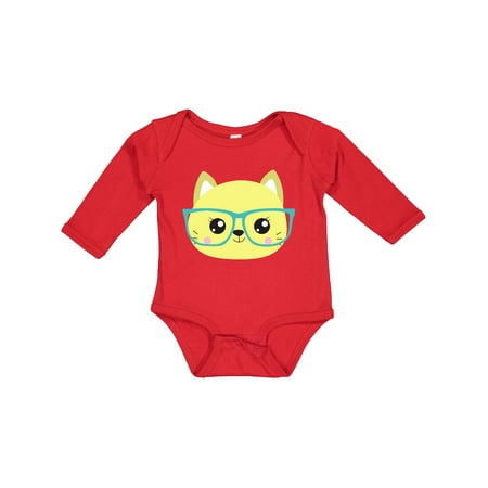 

Inktastic Hipster Cat Cat With Glasses Yellow Cat Boys or Girls Long Sleeve Baby Bodysuit