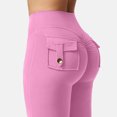 thumbnail image 5 of ABATAB Womens Workout Flare Leggings with Pockets Scrunch High Waisted Pants Gym Yoga No Front Seam Bell Bottom Leggings, 5 of 7