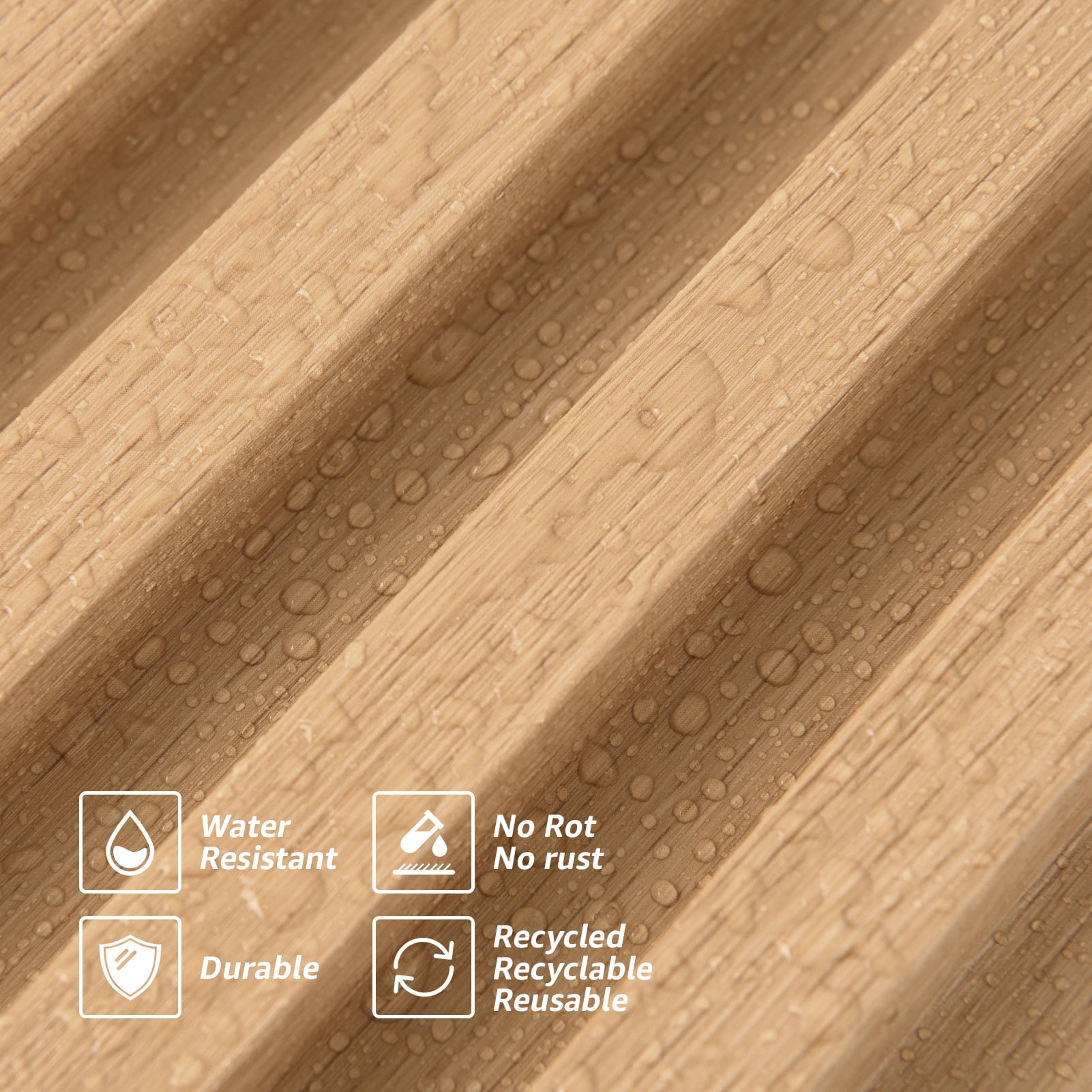 Art3d Slat Wall Panel,WPC Acoustic Diffuser 3D Wall Panel,8 Pieces 96x6 inch-Oak(32 sq.ft/Case)