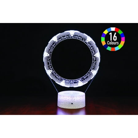 

Stargate 3D Illusion Night Light USB LED Table Lamp Acrylic 3D Arts 16 Colours Changing Bedroom Bedside Night Light Gifts