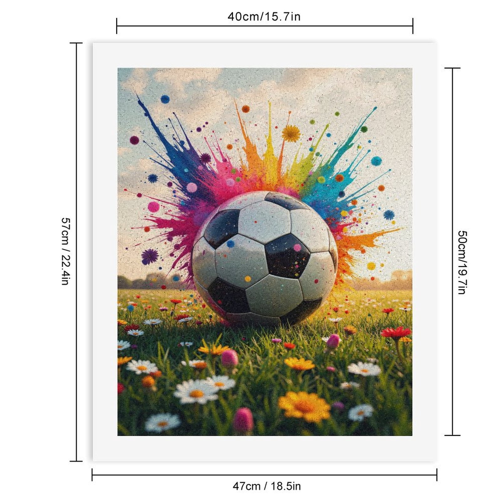 Paint by Numbers Kit for Adults, Soccer Ball Colorful Explosion Flowers Paint by Numbers, Easy Paint by Numbers Kit for Adults Beginner, DIY Adult Paint by Number Kits on Canvas, Home Decor