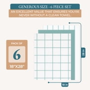 Kitchen Towels Set - Pack of 6 Cotton Dish Towels for Drying Dishes, 18”x 28”, Kitchen Hand Towels, Quick Drying Kitchen Towel Set - Aqua
