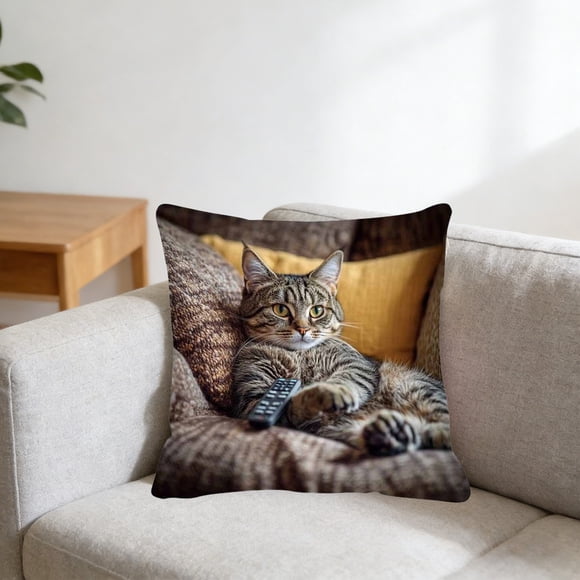 Cute Cat Pillow Cover with Hidden Zipper | Soft Nylon Spandex Decorative Throw Pillow Case for Bedroom Living Room Sofa | Great Gift for Women Kids Pet Lovers