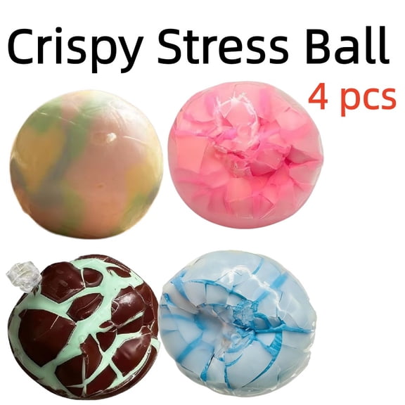 Vruelia 4-Pack Crispy Stress Ball, Wax Cracking Squishies with Crunchy Sound, Chocolate Moldable Sensory Toys for Relief & Fidgeting