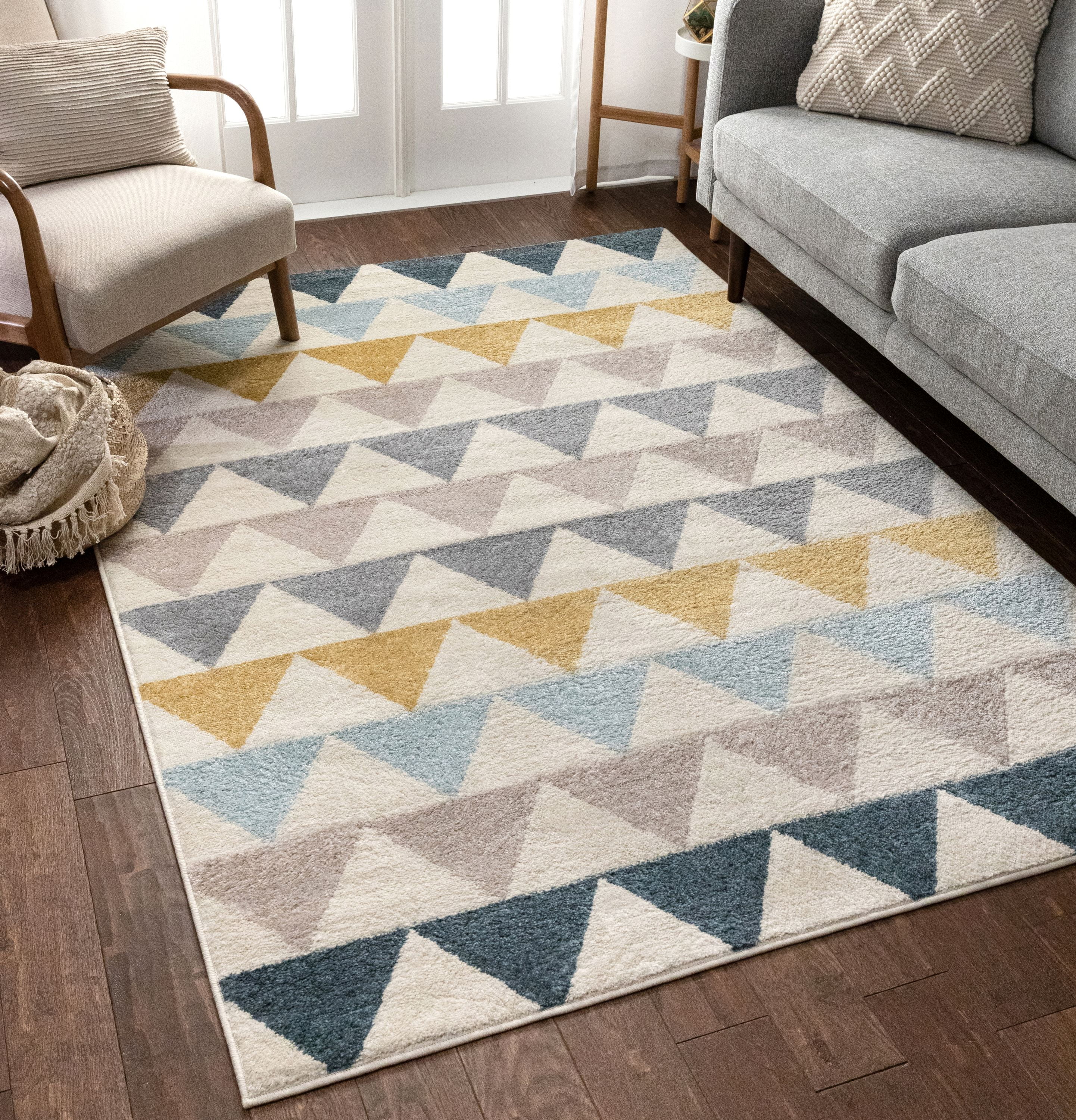 Well Woven Mystic Nova Modern Geometric Distressed Ivory 3'11" x 5'3" Area Rug