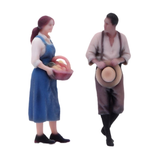 Figuras en miniatura de una pareja de granjeros a escala 1:64, ideales para juegos de rol, dioramas y de arena. Modelos realistas para escenas.