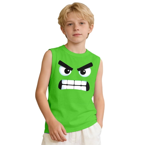 PRfgtbd Boys T Shirts Soft Tees Tops Cool Breathable Kids Sleeveless Tank Top With Cartoon Print T-Shirt Boys Summer Casual Tank Tops Party Stylish Tees
