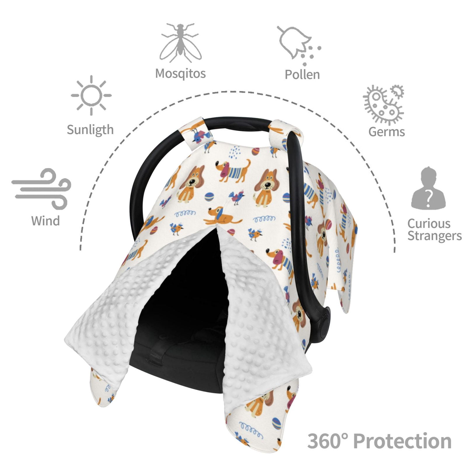 Car Seat Cover Baby - Cute Dog ball bird Breathable Infant Car Seat Cover for Baby Carseat, Lightweight Comfort Baby Essentials Must Haves Newborn Stuff for Girl Boy