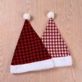 thumbnail image 5 of Christmas Santa Hat for Women Men Velvet Comfort Fur Classic Plaid Turban Cap Pompom Holiday New Year Festival Gift, 5 of 5