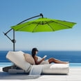 thumbnail image 5 of Patbrela 10ft Offset Patio Umbrella with Base, Cantilever Hanging Outdoor Umbrella with Solar Light Strips, Tilt Adjustment, Market Umbrella for Yard, Garden, Beach, Pool & Deck, Green, 5 of 10