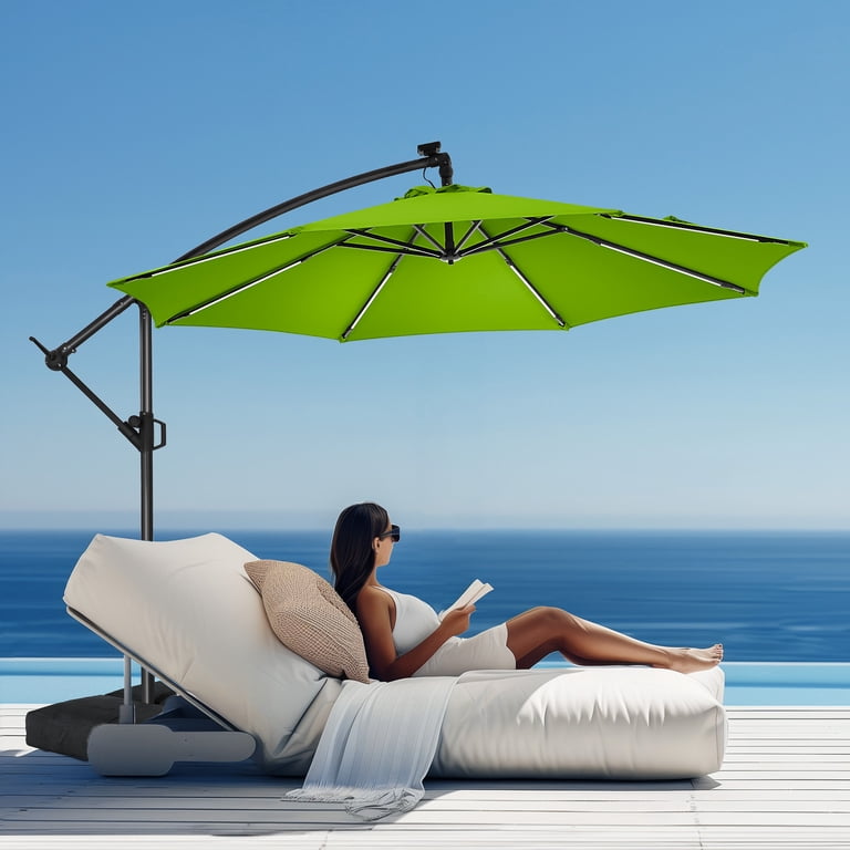 lime green offset patio umbrella 10Ft Solar Led Hanging Market Light No Lig Give your guest a comfortable outdoor shade with this UV Patbrela 10ft Offset Patio Umbrella