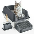 thumbnail image 5 of KFFKFF Cat Litter Tray, 6in Depth, XL Size, Stainless Steel, Includes Scoop, Broad Filter Step & Tall Edges, Sealed Design for Odor Control, Simple Cleaning, Suitable for Larger Cats, 5 of 9