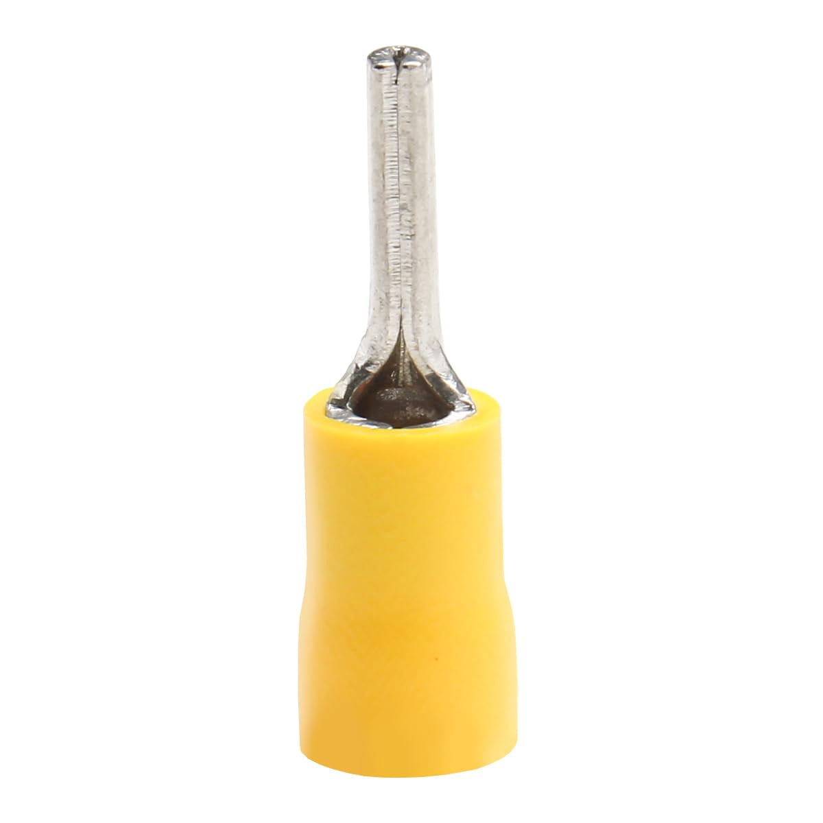 Baoman 50 pcs pack 0.11 inch pin terminal, insulated yellow crimp connector suitable for 12-10 AWG, 5.5-13 used for automotive electrical electrical cable projects