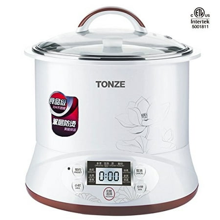 TONZE DGD22-22EG Healthy Smart 3 Ceramic Pot Electric Stew Pot, Slow Cooker Soup Maker, White, (Best Soup Maker Machine Reviews)
